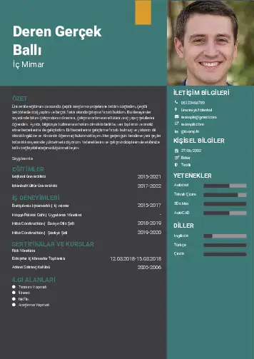 İç Mimar Cv Örnekleri cv indir